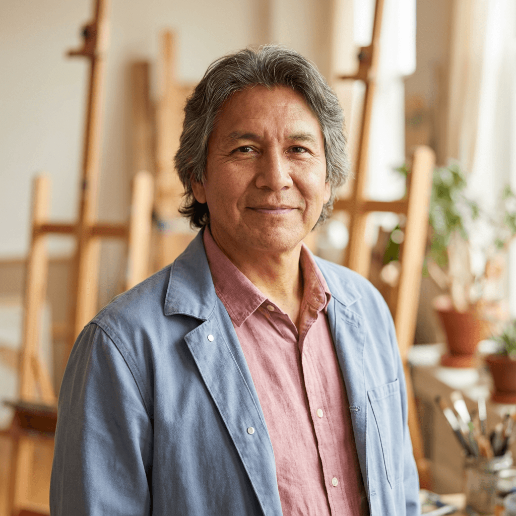 Man thoughtfully presenting Nikola TOK merchandise piece